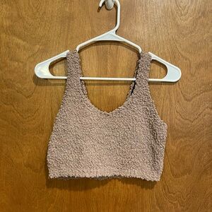 HONEYBUM soft brown teddy bear material cropped tank